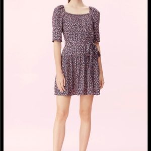 Rebecca Talyor LS Francesca Dress in navy Combo sz 2 100% silk